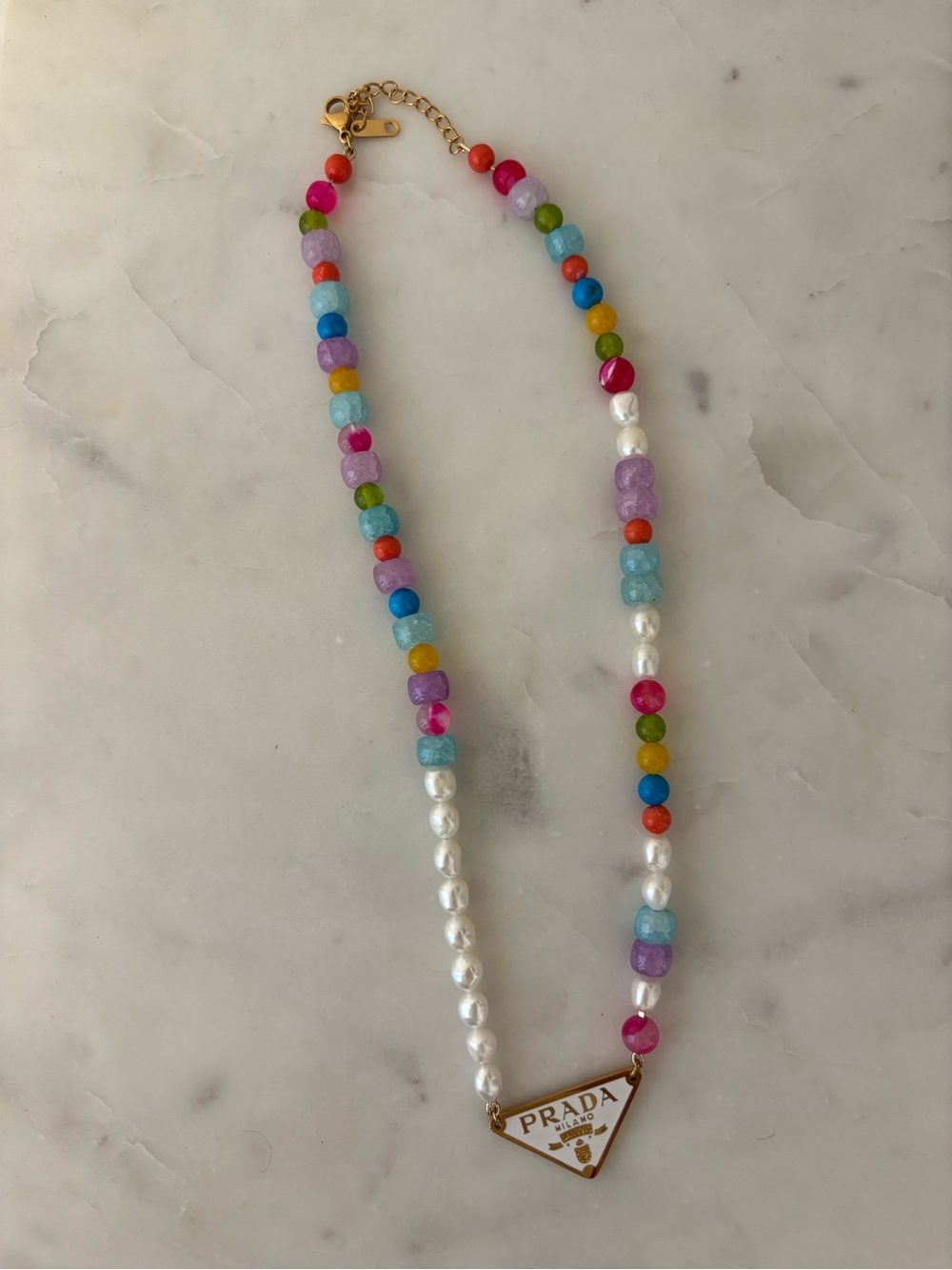 Beaded & Pear Prada Necklace